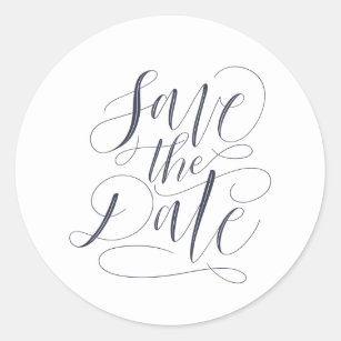 Whimsical Script Save The Date Classic Round Sticker