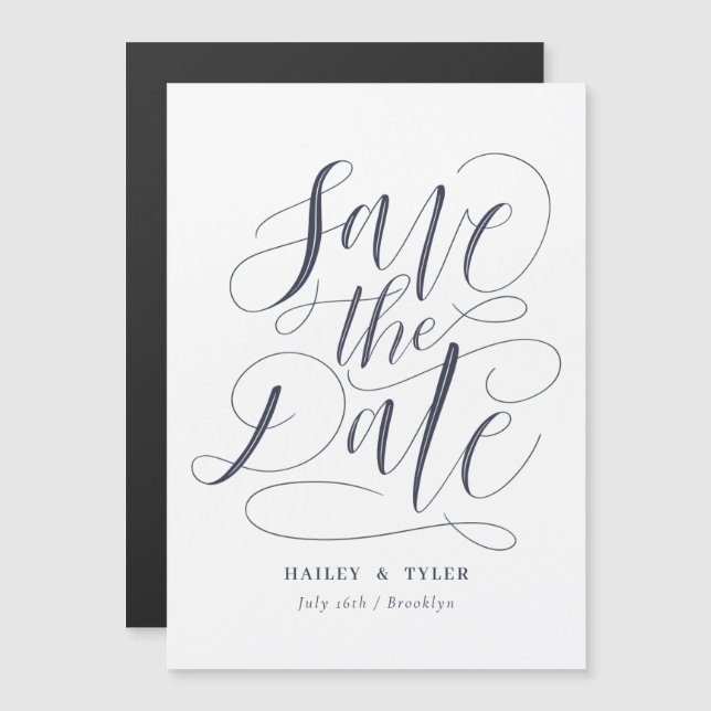 Whimsical Script Save The Date  Magnetic Invitation (Front/Back)
