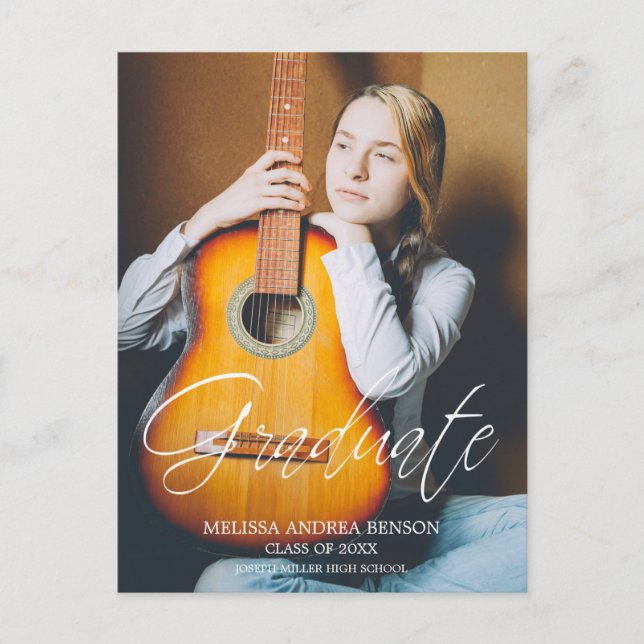 Whimsical Script Typography Graduate High School Postcard (Front)