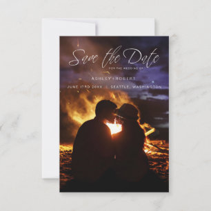 Whimsical Script Typography Wedding Photo Engaged Save The Date