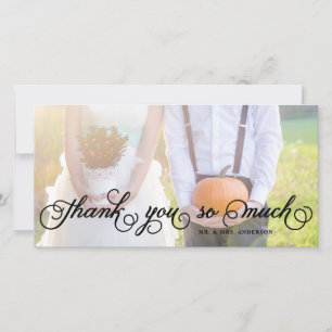 Whimsical Script Wedding Thank You Photo Card