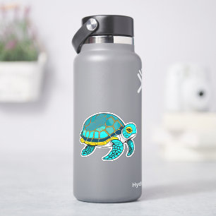 Whimsical sea turtle sticker for kids