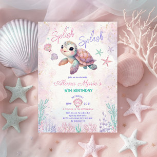 Whimsical Sea Turtle Underwater Birthday Party Invitation