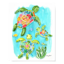 Whimsical Sea Turtles Poster