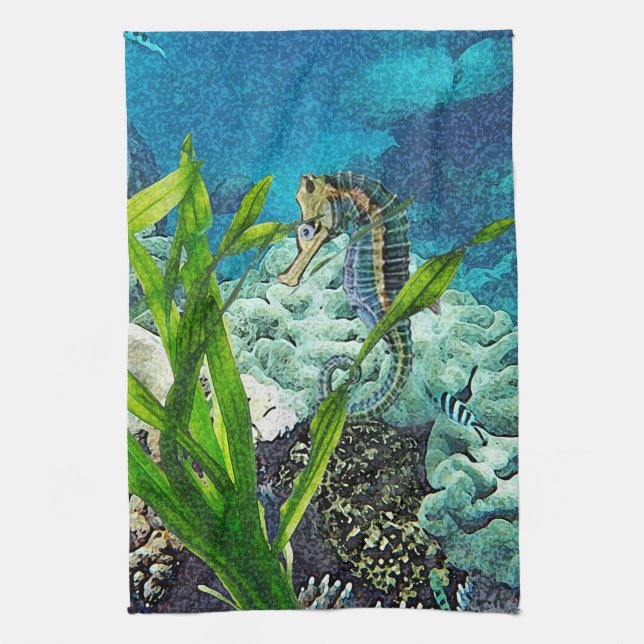 Whimsical Seahorse Tea Towel (Vertical)
