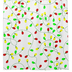 whimsical seamless christmas tree lights shower curtain
