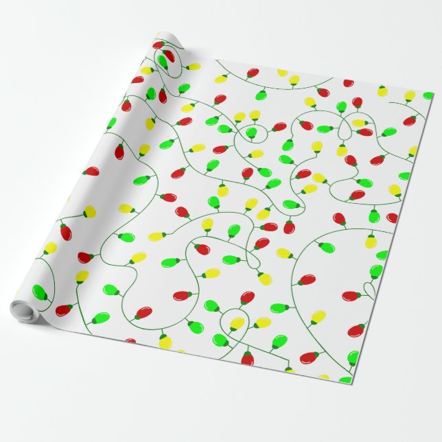 whimsical seamless christmas tree lights wrapping paper (Unrolled)