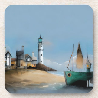 Whimsical seascapes 3 - hard plastic coaster