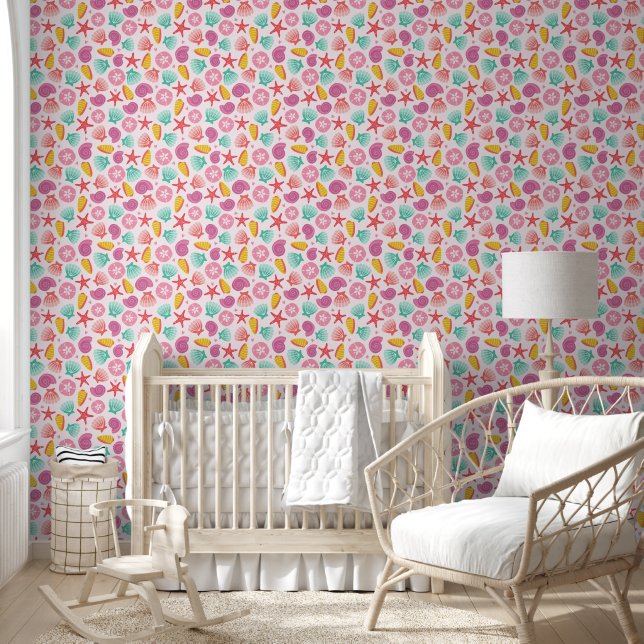 Whimsical Seashell Beach Treasures Wallpaper (Kids)