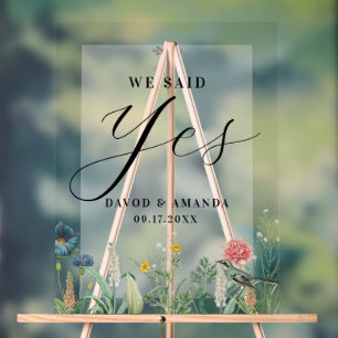 Whimsical Secret Garden Wildflowers Frame Acrylic Sign