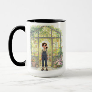 Whimsical Secret Greenhouse & Cottagecore Girl Mug