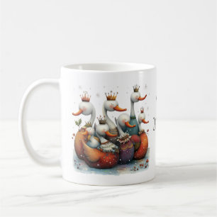 Whimsical Seven Swans a-Swimming Christmas 11oz Coffee Mug