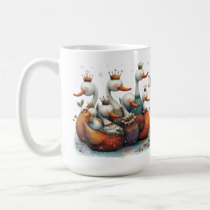 Whimsical Seven Swans a-Swimming Christmas 15oz Coffee Mug