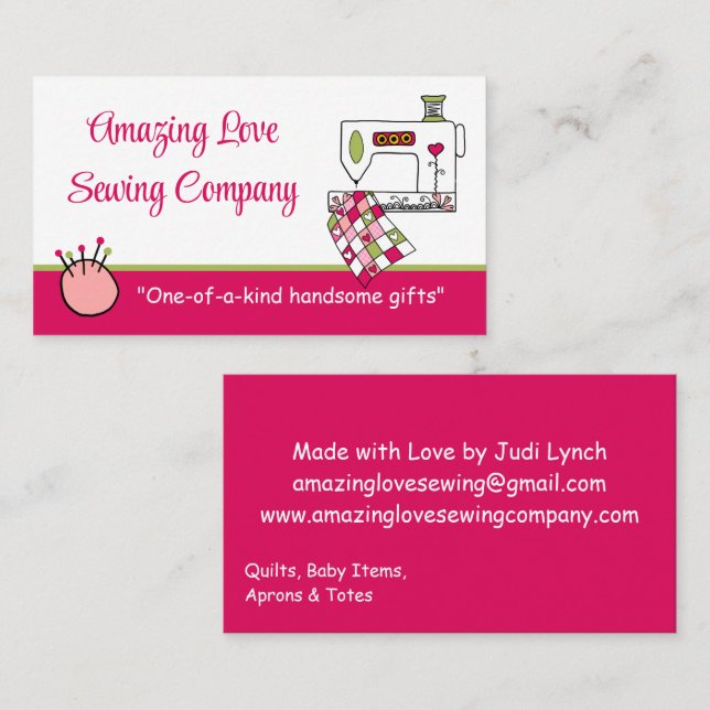 Whimsical Sewing Machine3 Business Card (Front/Back)