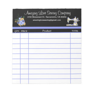 Whimsical Sewing Machine 2 sales receipt Notepad