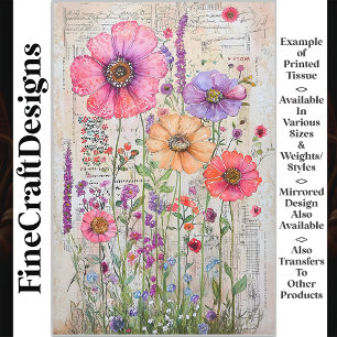 Whimsical Shabby Chic Wildflowers S8R Decoupage Tissue Paper