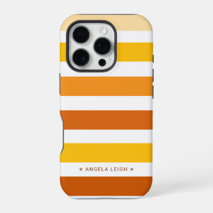 Whimsical Shades of  Orange Cabana Stripes iPhone 16 Pro Case