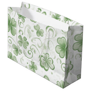 Whimsical Shamrock and Swirl Irish-Themed  Large Gift Bag