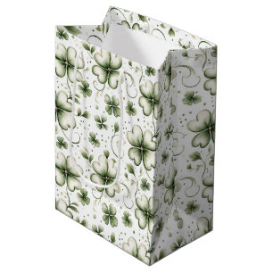 Whimsical Shamrock and Swirl Irish-Themed  Medium Gift Bag