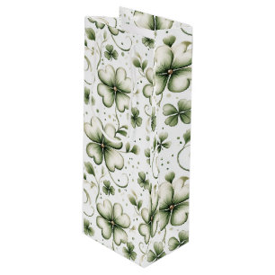 Whimsical Shamrock and Swirl Irish-Themed  Wine Gift Bag