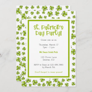 Whimsical Shamrocks St. Patrick's Day Party Invitation