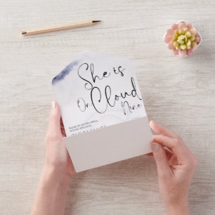 Whimsical she is on cloud nine bridal shower  all in one invitation