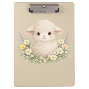 Whimsical Sheep and Wildflowers for a Charming Clipboard