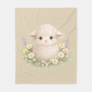 Whimsical Sheep and Wildflowers for a Charming Fleece Blanket