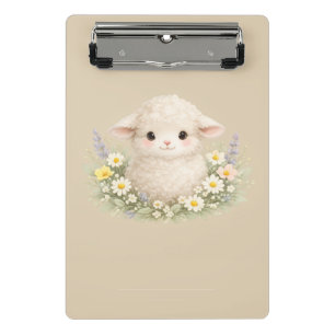 Whimsical Sheep and Wildflowers for a Charming Mini Clipboard