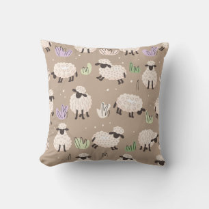 Whimsical Sheep Meadow Cushion