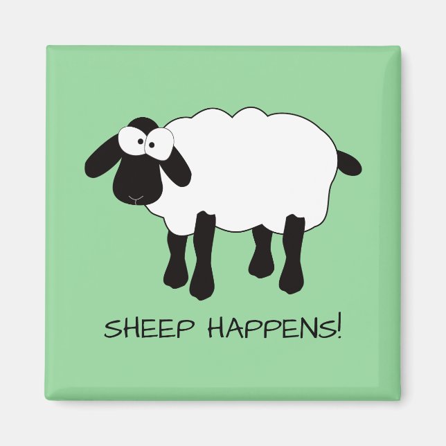 Whimsical Sheep "Sheep Happens!" Magnet (Front)