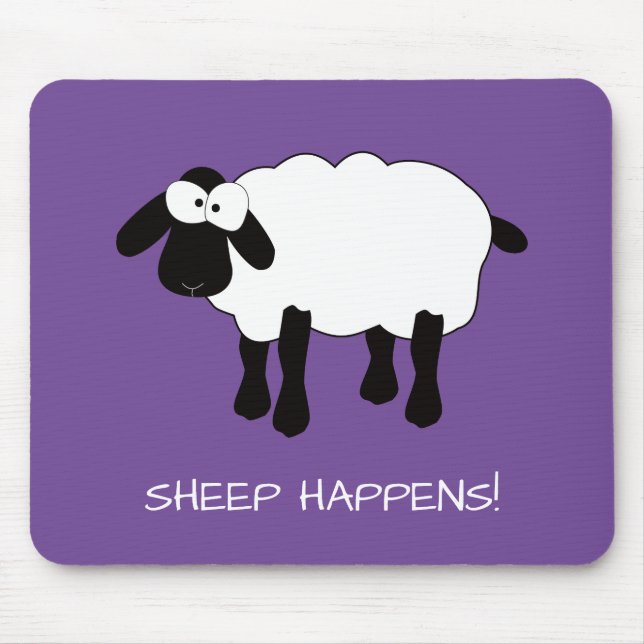 Whimsical Sheep "Sheep Happens" Mouse Pad (Front)