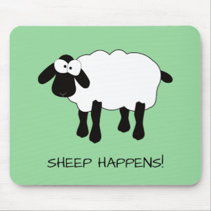 Whimsical Sheep "Sheep Happens" Mouse Pad