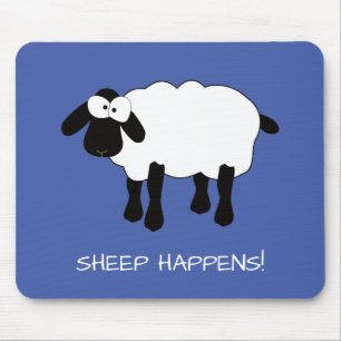 Whimsical Sheep "Sheep Happens" Mouse Pad