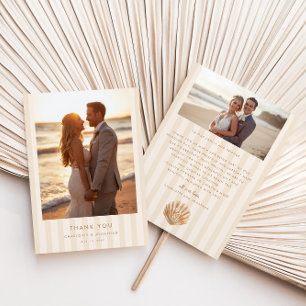 Whimsical Shell Monogram Coastal Wedding Thank You Card