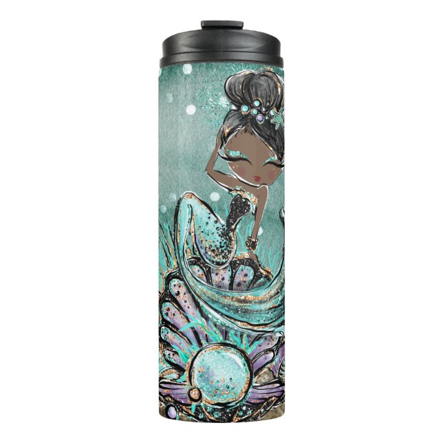 *~* Whimsical Shells Glitter Mermaid Sea Turtle Thermal Tumbler (Front)