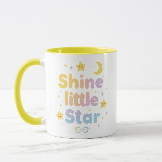 Whimsical "Shine Little Star" for Kids Room Mug (Left)