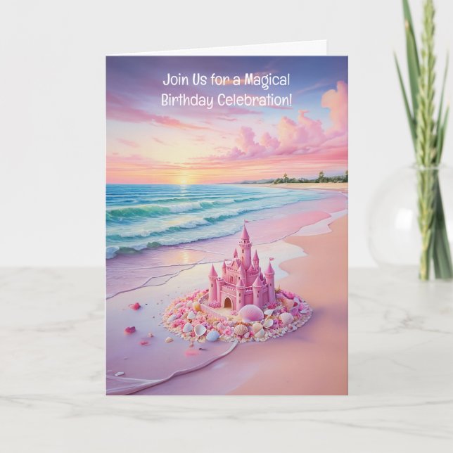Whimsical Shoreline Castle" invitation (Front)