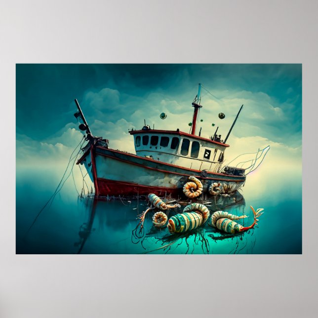 Whimsical Shrimp Boat Poster (Front)