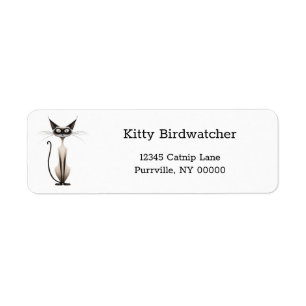 Whimsical Siamese Cat Cartoon Return Address Label