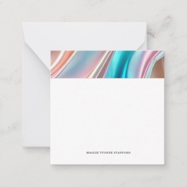 Whimsical Silk Detail Square Note Cards (Front)