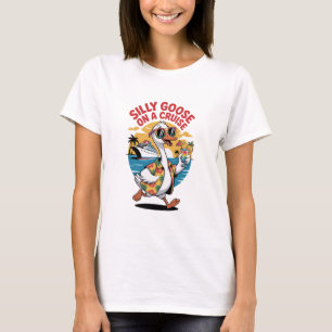 Whimsical Silly Goose On A Cruise Matching Tee