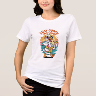 Whimsical Silly Goose On A Cruise Matching Tee