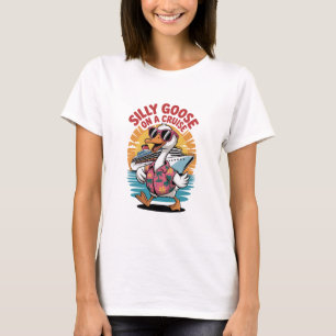 Whimsical Silly Goose On A Cruise Matching Tee