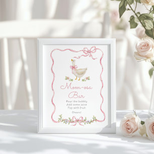 Whimsical Silly goose pink bow Momosa Bar Poster
