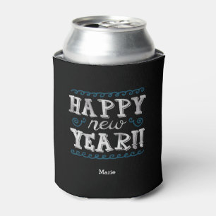 Whimsical, Silver, New Year's Eve Can Cooler