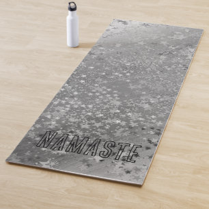 Whimsical  Silver Stars Glitter  Personalised Yoga Mat