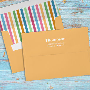 Whimsical Simple Colourful Stripes Return Address  Envelope
