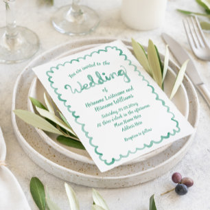 Whimsical Simple Mint Green Watercolor Wedding Invitation