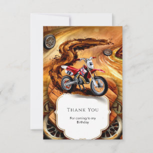 Whimsical Simple Motorcycle Birthday Thank You Card